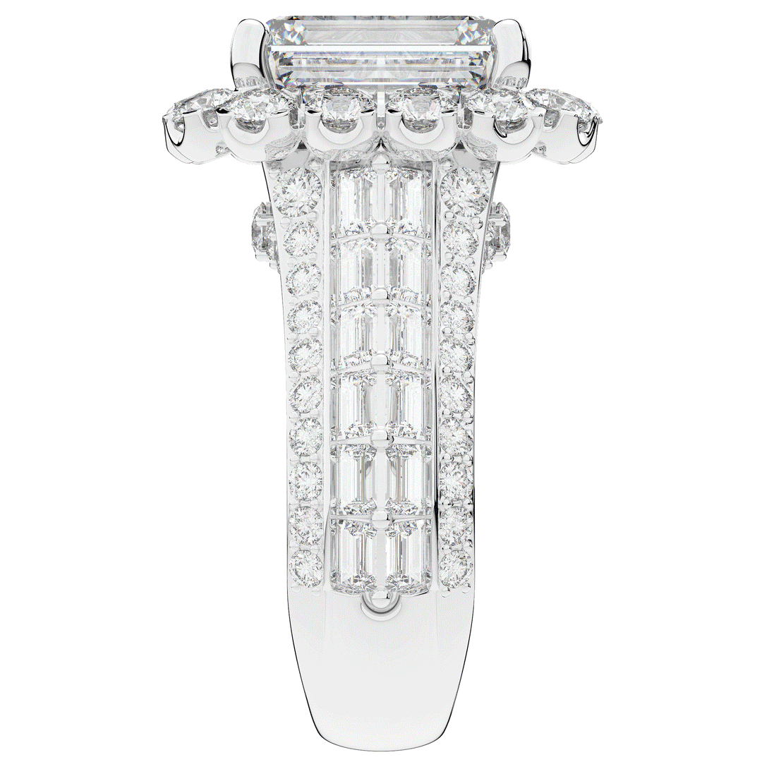 8.00CT.TW EMERALD CUT LAB DIAMOND HALO ENGAGEMENT RING - Nazarelle