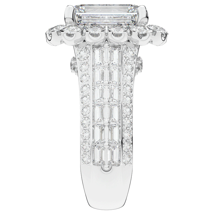 8.00CT.TW EMERALD CUT LAB DIAMOND HALO ENGAGEMENT RING - Nazarelle