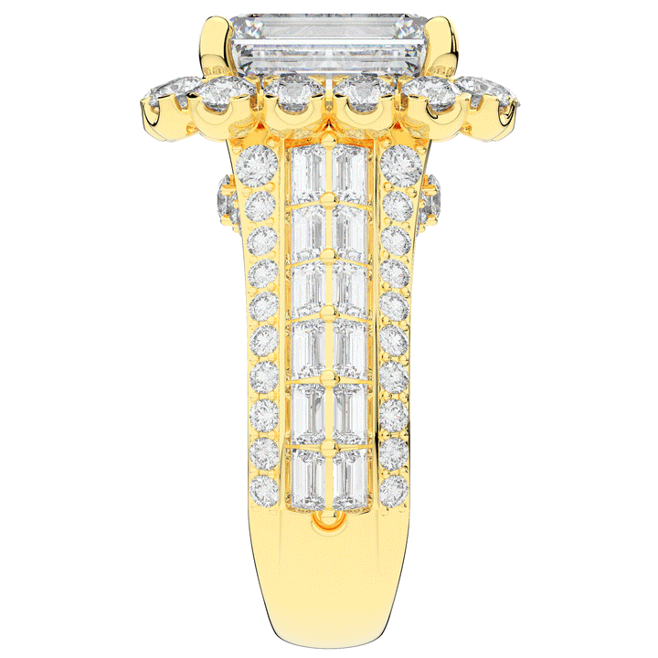 8.00CT.TW EMERALD CUT LAB DIAMOND HALO ENGAGEMENT RING - Nazarelle