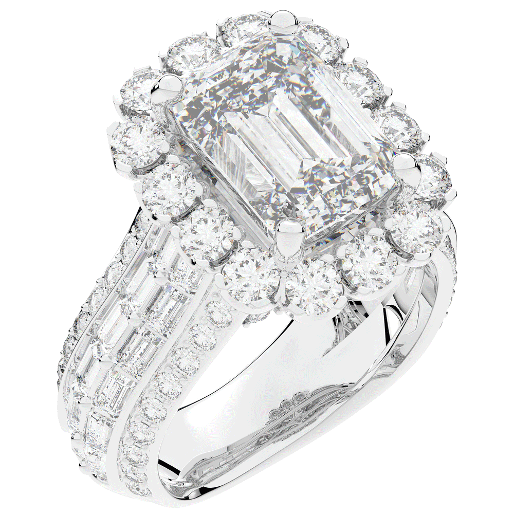 8.00CT.TW EMERALD CUT LAB DIAMOND HALO ENGAGEMENT RING - Nazarelle