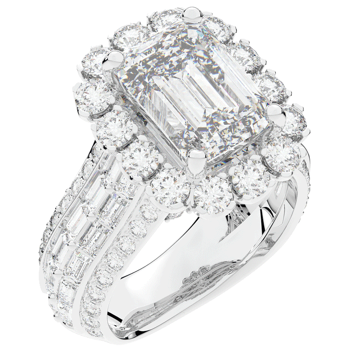 8.00CT.TW EMERALD CUT LAB DIAMOND HALO ENGAGEMENT RING - Nazarelle