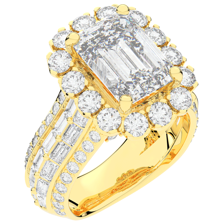 8.00CT.TW EMERALD CUT LAB DIAMOND HALO ENGAGEMENT RING - Nazarelle