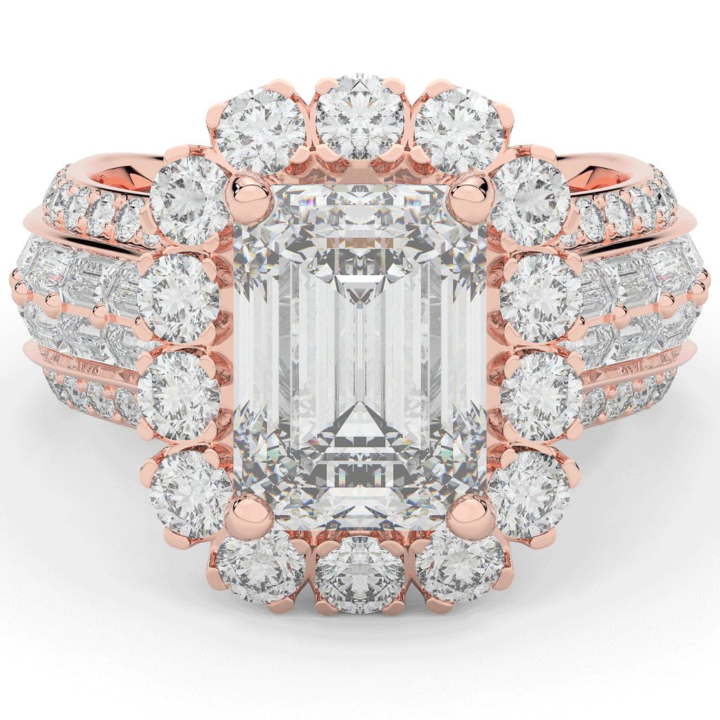 8.00CT.TW EMERALD CUT LAB DIAMOND HALO ENGAGEMENT RING - Nazarelle