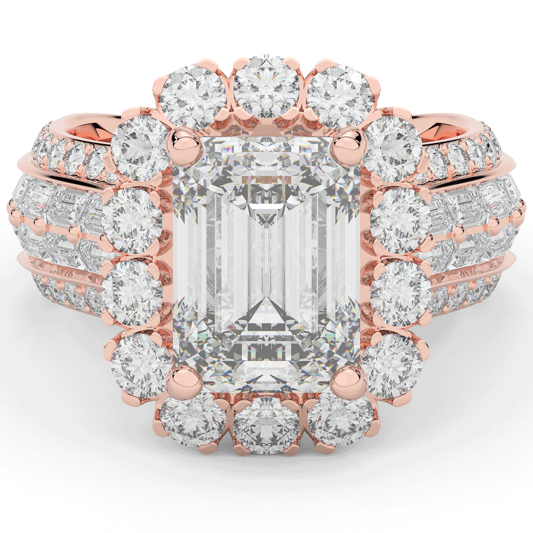 8.00CT.TW EMERALD CUT LAB DIAMOND HALO ENGAGEMENT RING - Nazarelle