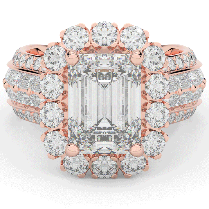 8.00CT.TW EMERALD CUT LAB DIAMOND HALO ENGAGEMENT RING - Nazarelle