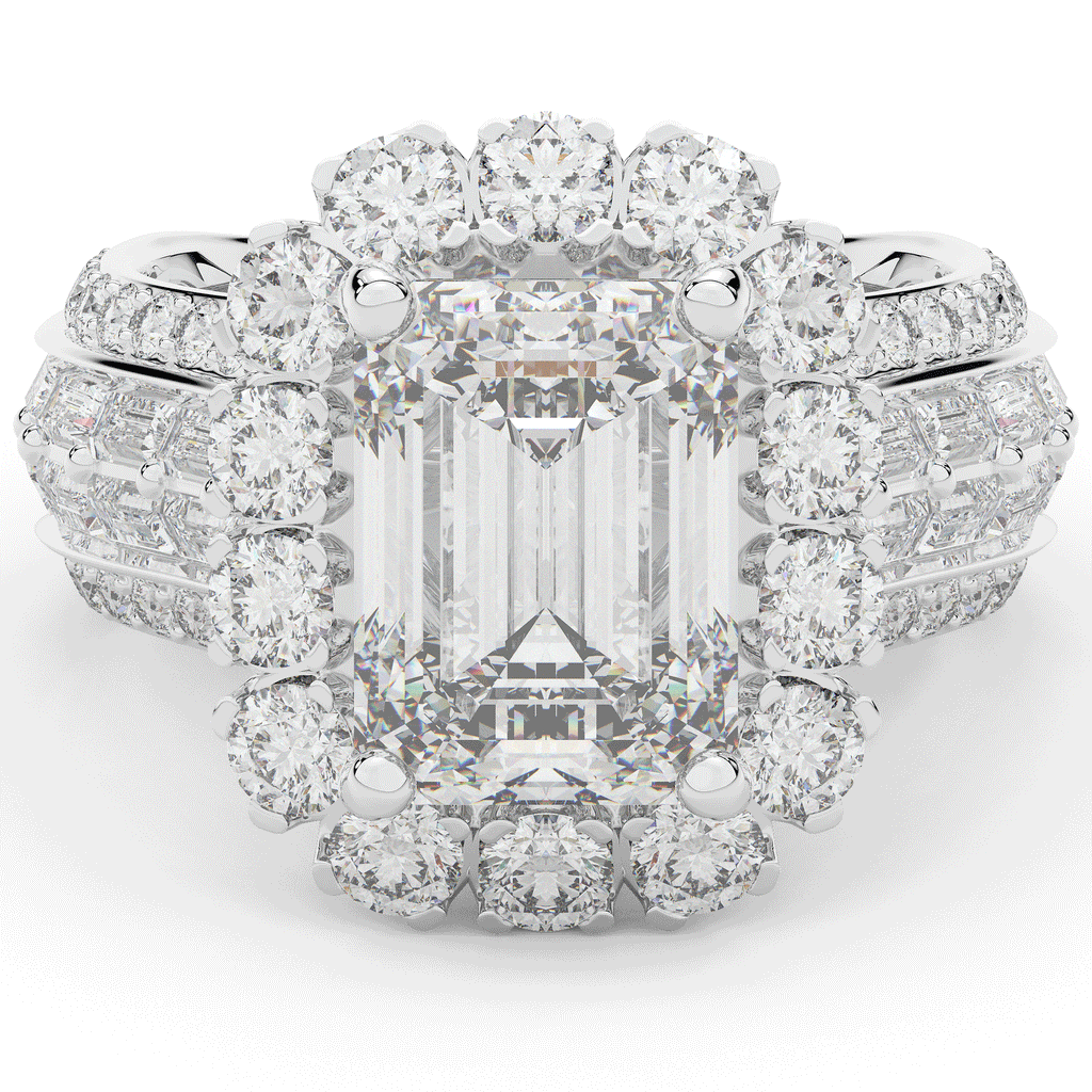 8.00CT.TW EMERALD CUT LAB DIAMOND HALO ENGAGEMENT RING - Nazarelle