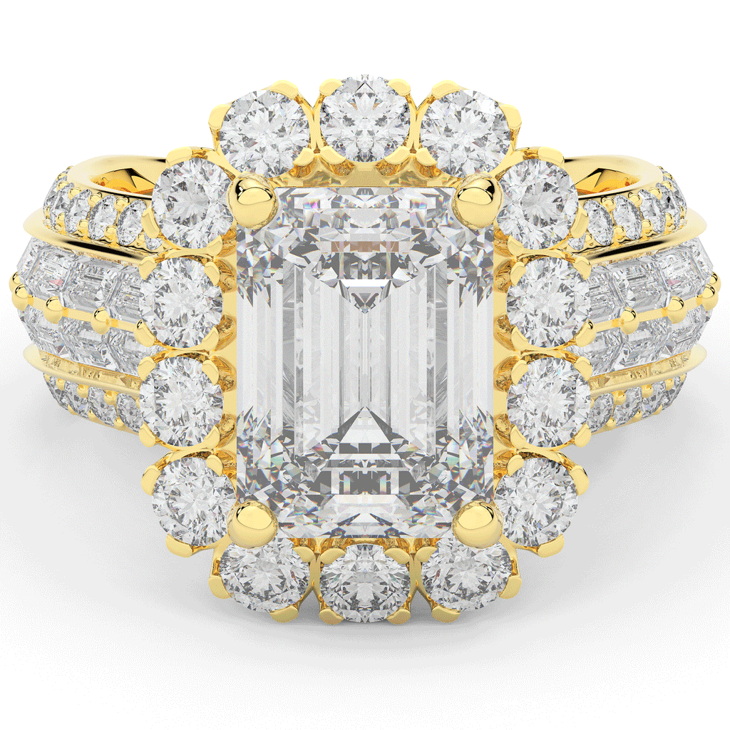 8.00CT.TW EMERALD CUT LAB DIAMOND HALO ENGAGEMENT RING - Nazarelle