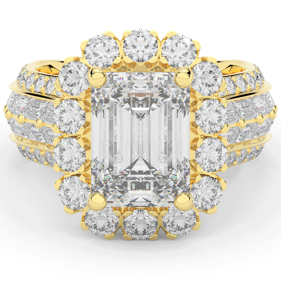 8.00CT.TW EMERALD CUT LAB DIAMOND HALO ENGAGEMENT RING - Nazarelle