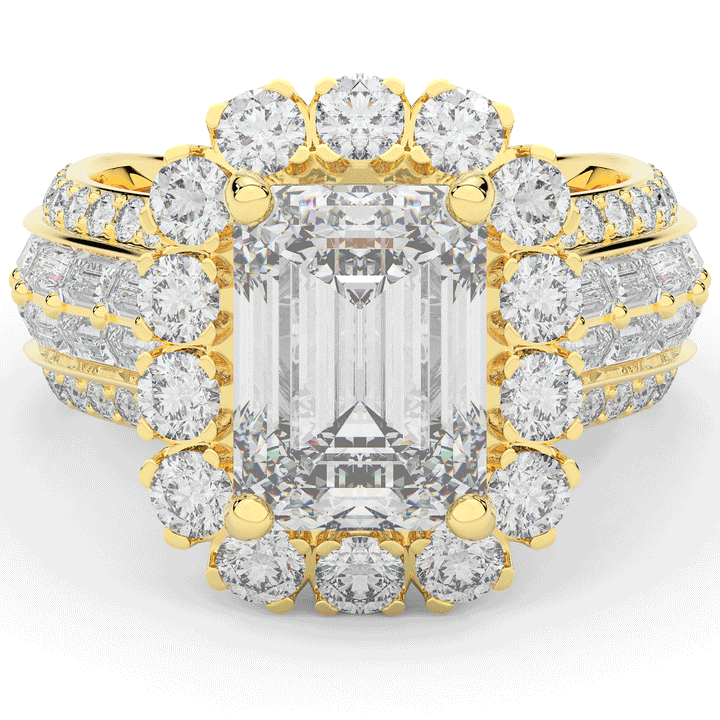 8.00CT.TW EMERALD CUT LAB DIAMOND HALO ENGAGEMENT RING - Nazarelle