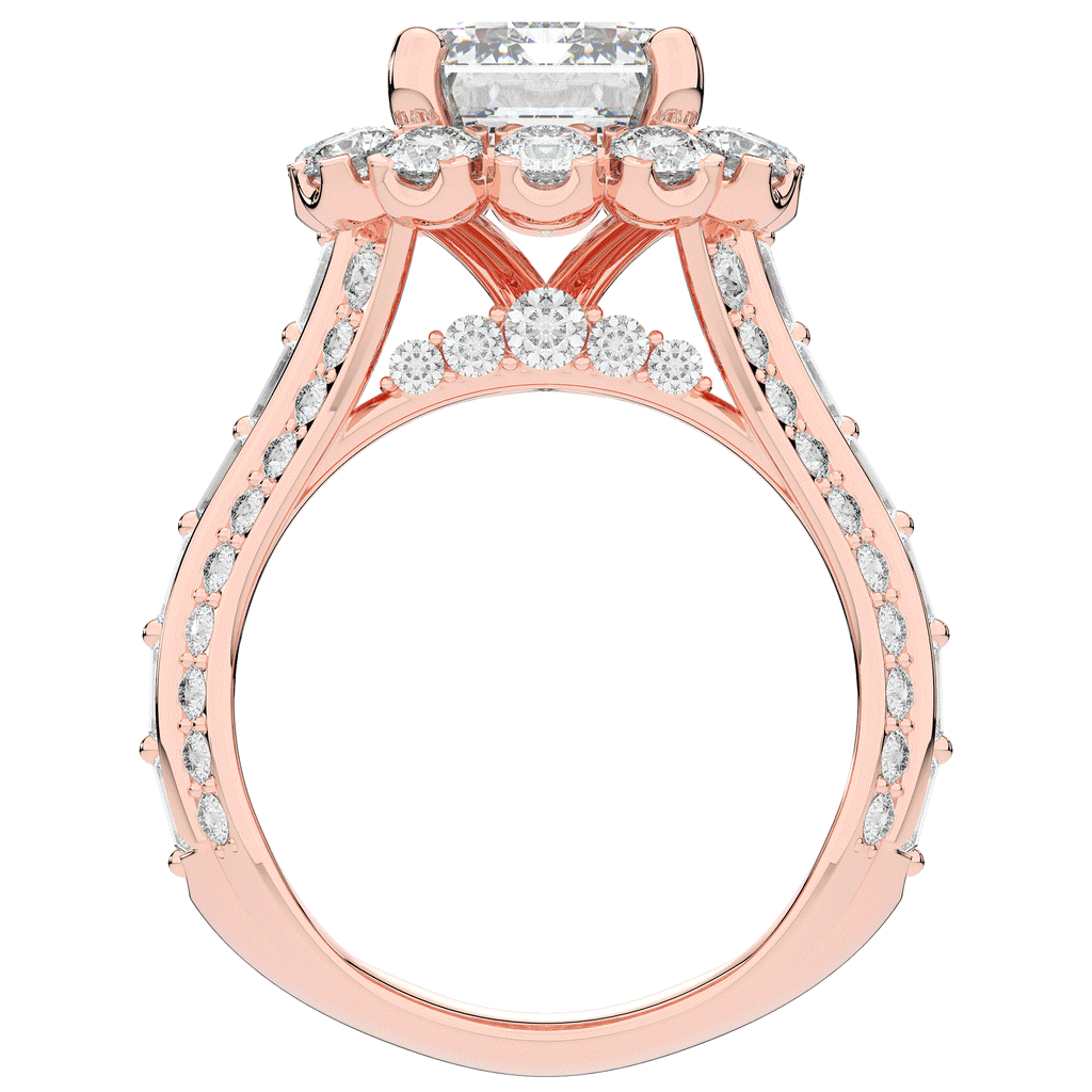 8.00CT.TW EMERALD CUT LAB DIAMOND HALO ENGAGEMENT RING - Nazarelle