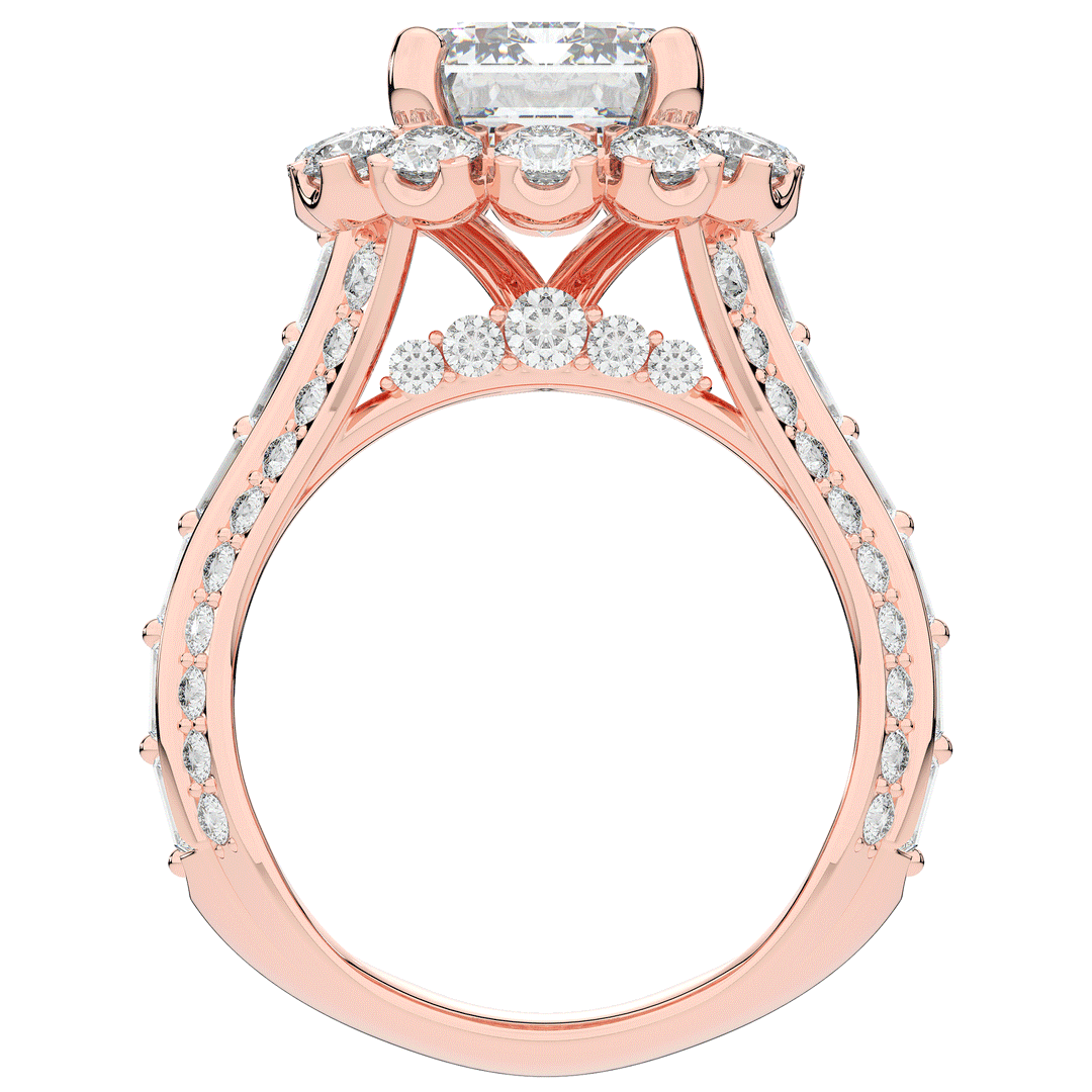 8.00CT.TW EMERALD CUT LAB DIAMOND HALO ENGAGEMENT RING - Nazarelle