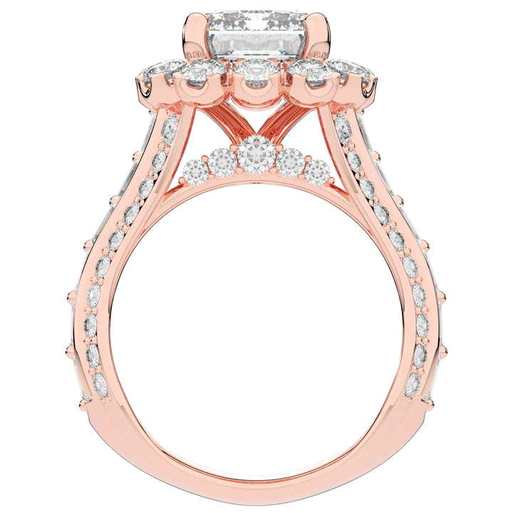8.00CT.TW EMERALD CUT LAB DIAMOND HALO ENGAGEMENT RING - Nazarelle