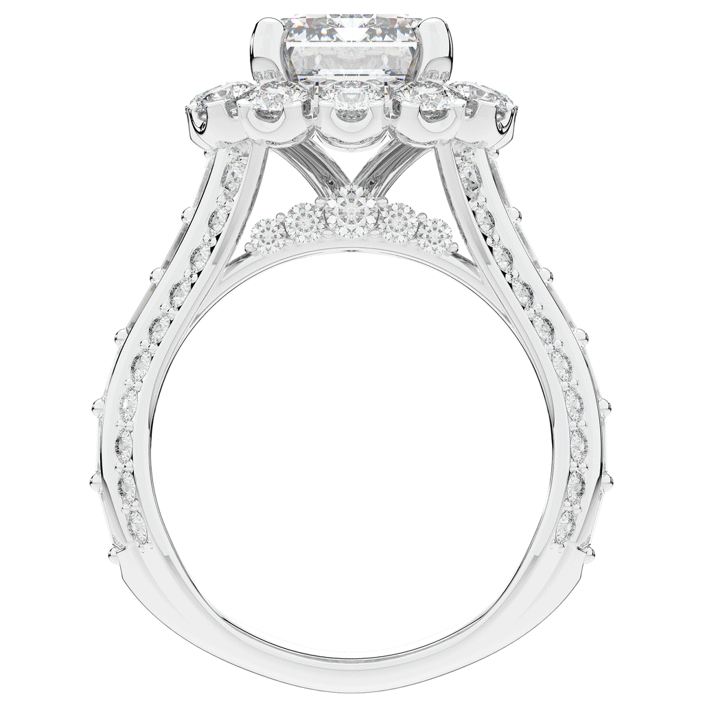 8.00CT.TW EMERALD CUT LAB DIAMOND HALO ENGAGEMENT RING - Nazarelle