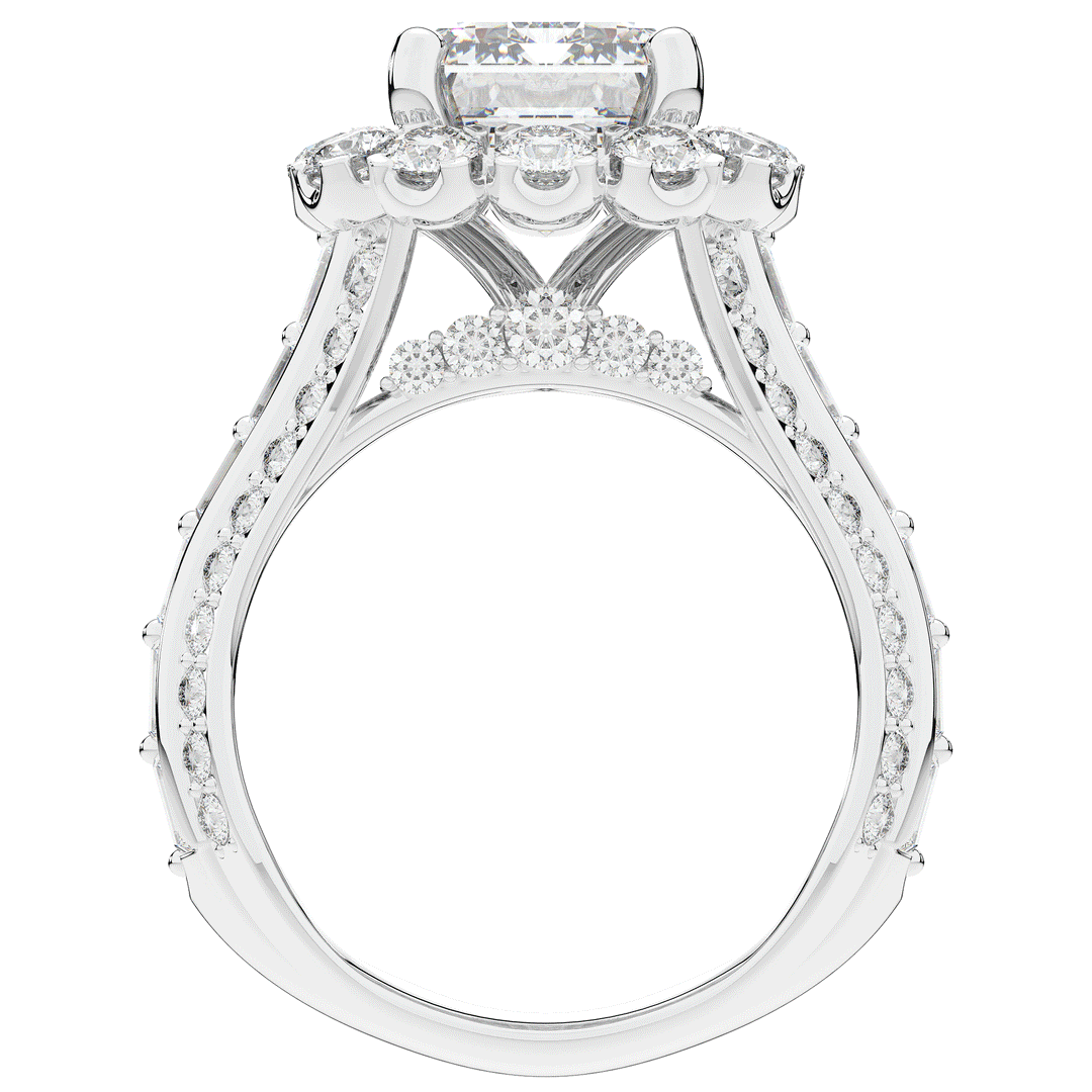 8.00CT.TW EMERALD CUT LAB DIAMOND HALO ENGAGEMENT RING - Nazarelle