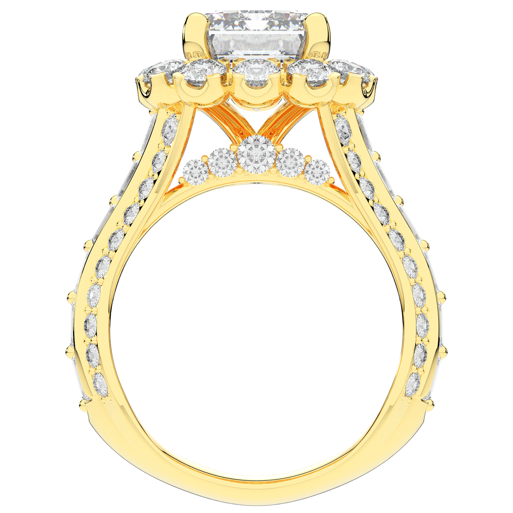 8.00CT.TW EMERALD CUT LAB DIAMOND HALO ENGAGEMENT RING - Nazarelle
