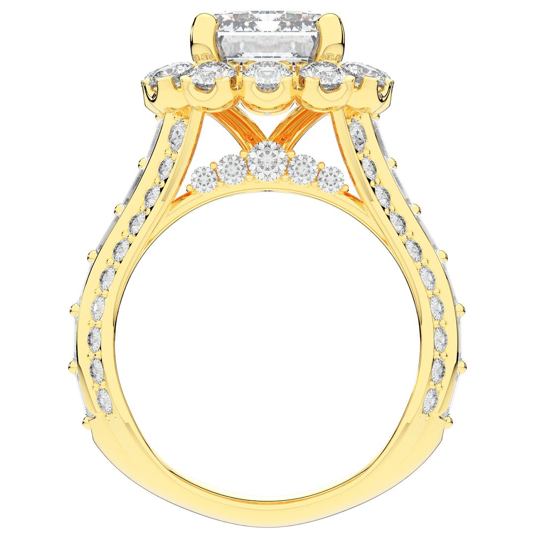 8.00CT.TW EMERALD CUT LAB DIAMOND HALO ENGAGEMENT RING - Nazarelle