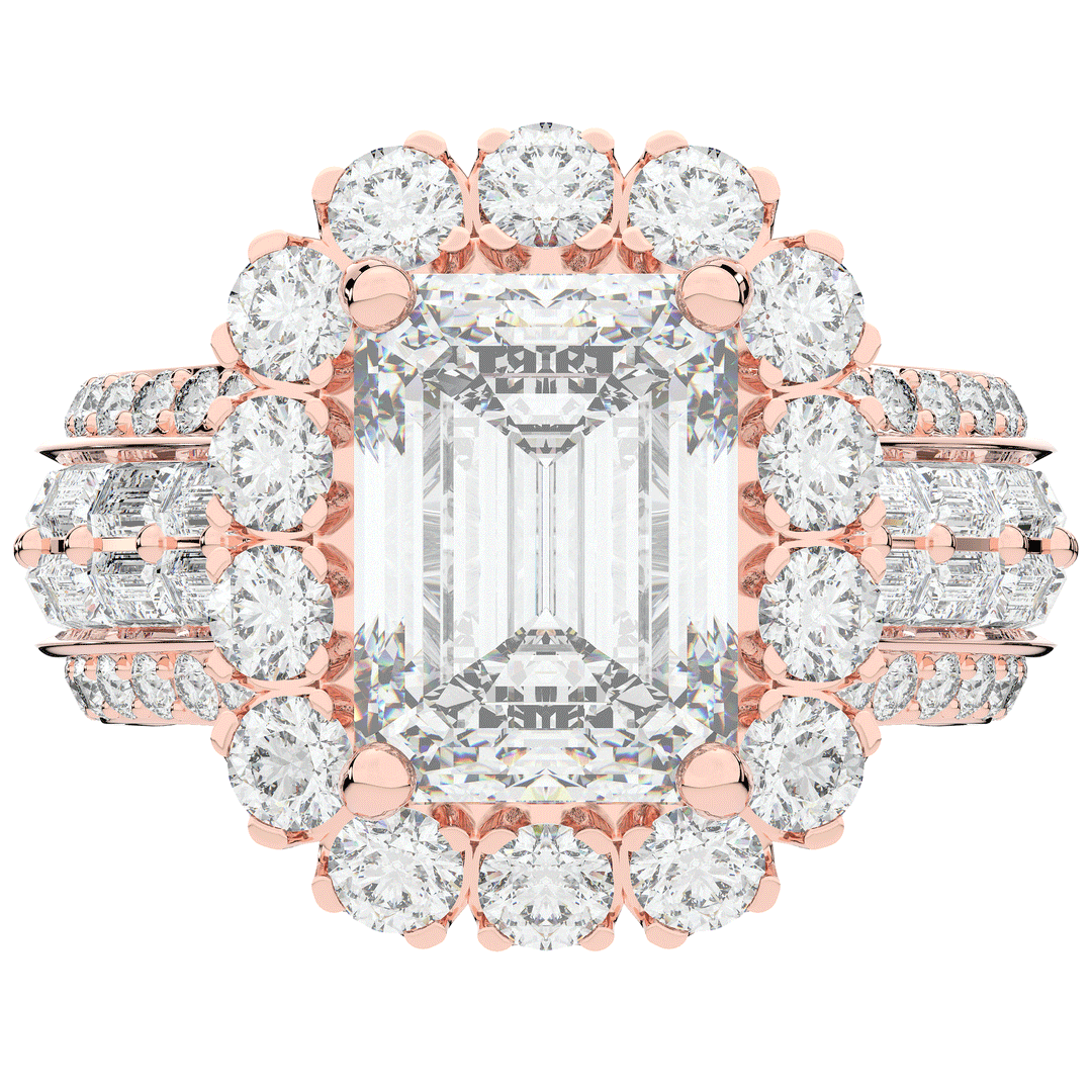 8.00CT.TW EMERALD CUT LAB DIAMOND HALO ENGAGEMENT RING - Nazarelle