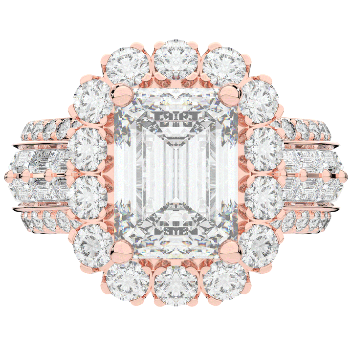 8.00CT.TW EMERALD CUT LAB DIAMOND HALO ENGAGEMENT RING - Nazarelle