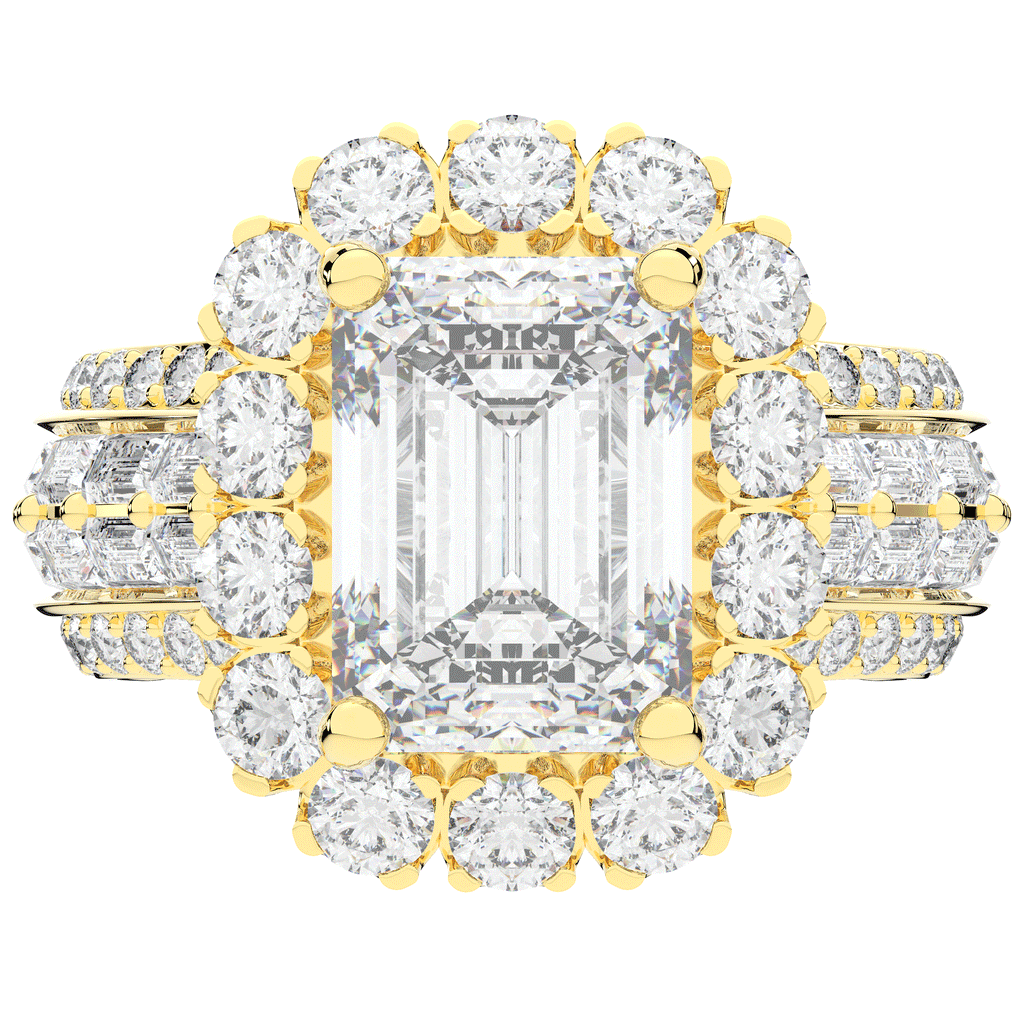 8.00CT.TW EMERALD CUT LAB DIAMOND HALO ENGAGEMENT RING - Nazarelle