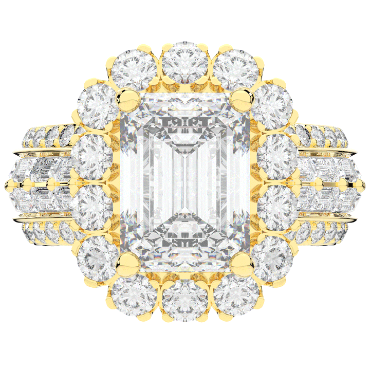 8.00CT.TW EMERALD CUT LAB DIAMOND HALO ENGAGEMENT RING - Nazarelle