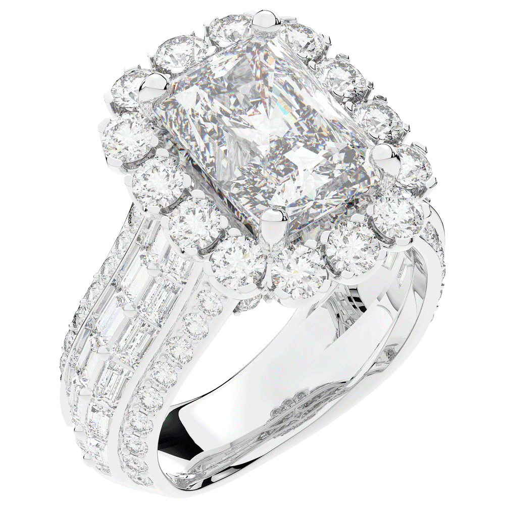 8.00CT.TW RADIANT LAB DIAMOND HALO ENGAGEMENT RING - Nazarelle