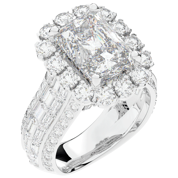 8.00CT.TW RADIANT LAB DIAMOND HALO ENGAGEMENT RING - Nazarelle