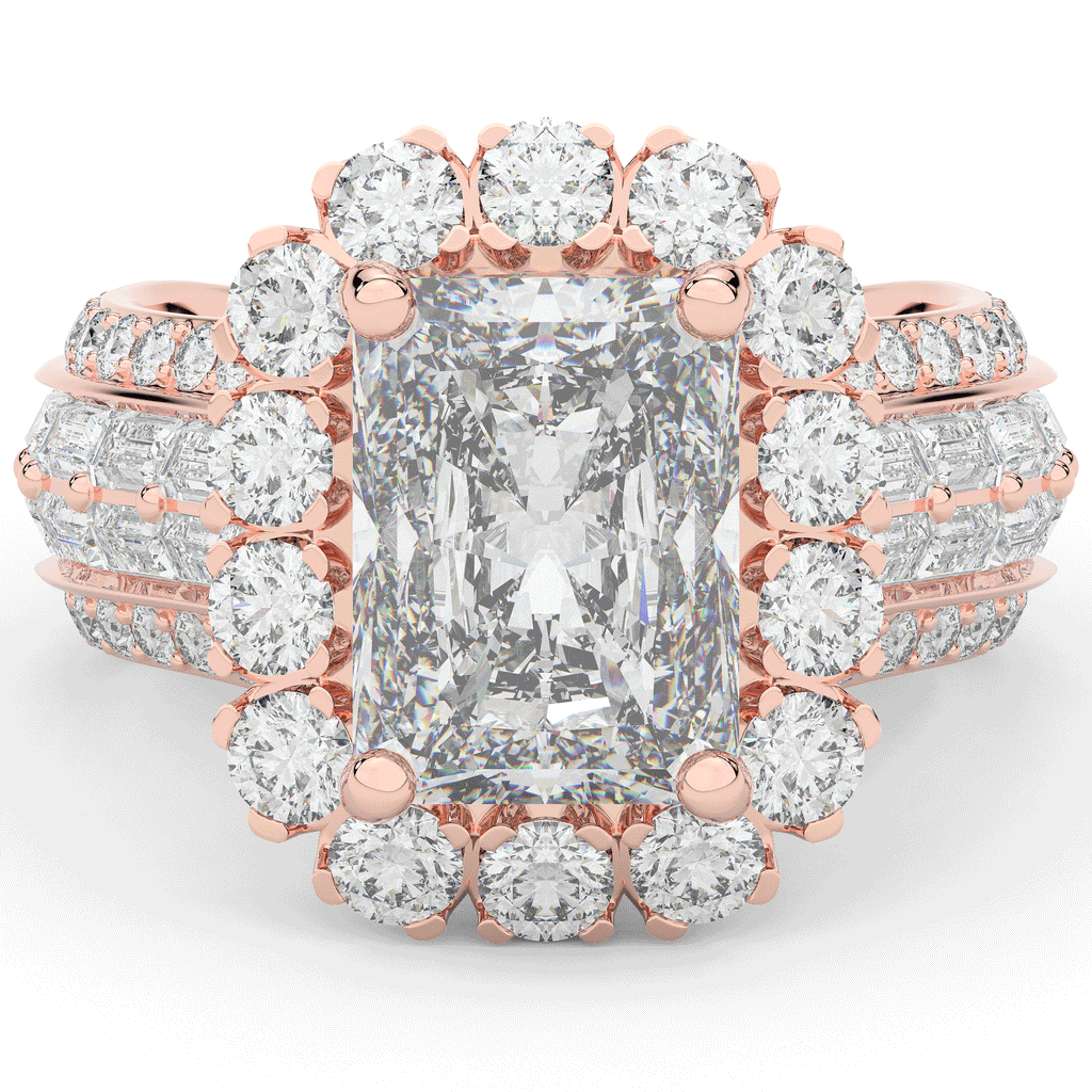 8.00CT.TW RADIANT LAB DIAMOND HALO ENGAGEMENT RING - Nazarelle