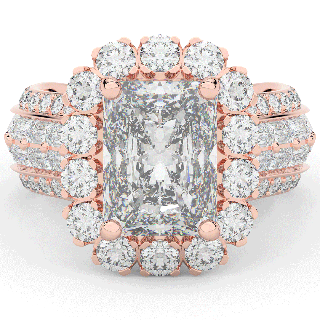 8.00CT.TW RADIANT LAB DIAMOND HALO ENGAGEMENT RING - Nazarelle