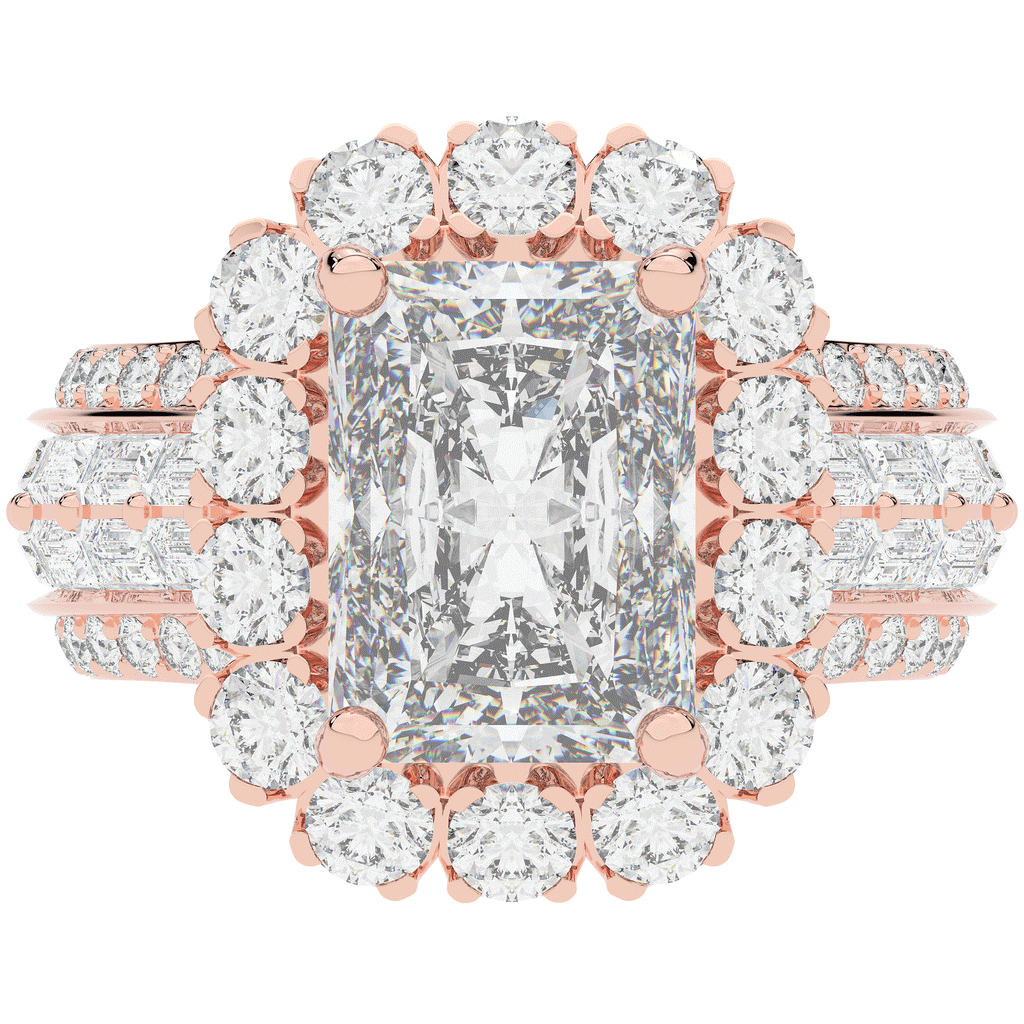 8.00CT.TW RADIANT LAB DIAMOND HALO ENGAGEMENT RING - Nazarelle