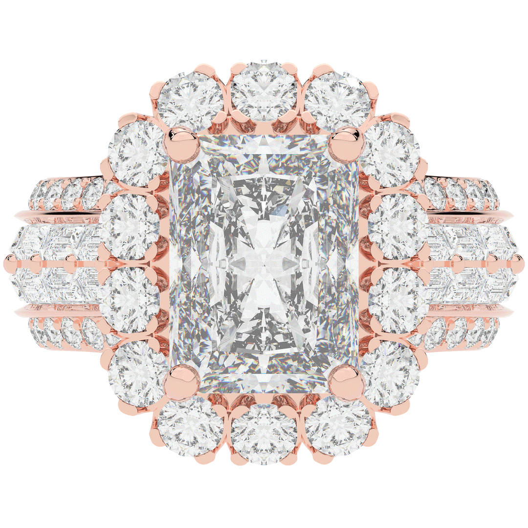 8.00CT.TW RADIANT LAB DIAMOND HALO ENGAGEMENT RING - Nazarelle