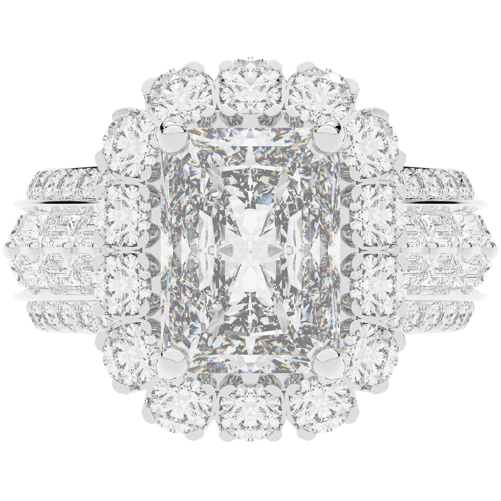 8.00CT.TW RADIANT LAB DIAMOND HALO ENGAGEMENT RING - Nazarelle
