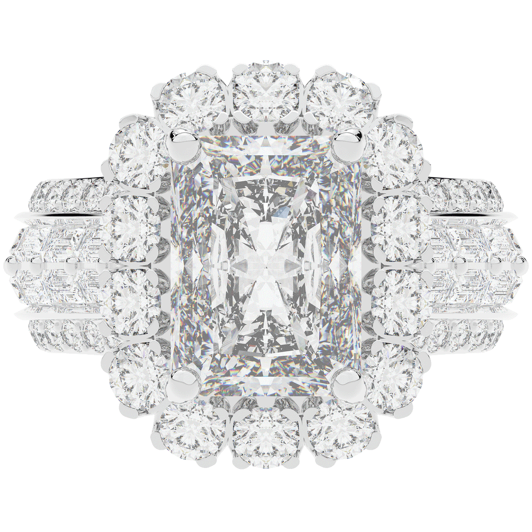 8.00CT.TW RADIANT LAB DIAMOND HALO ENGAGEMENT RING - Nazarelle