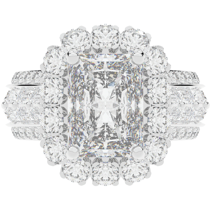 8.00CT.TW RADIANT LAB DIAMOND HALO ENGAGEMENT RING - Nazarelle