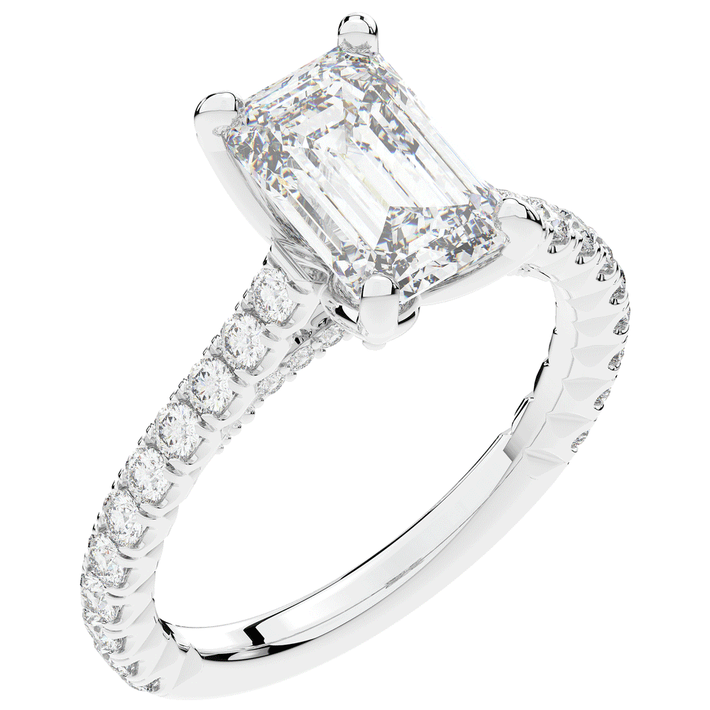 2.70CT.TW EMERALD CUT LAB DIAMOND SOLITAIRE ENGAGEMENT RING - Nazarelle