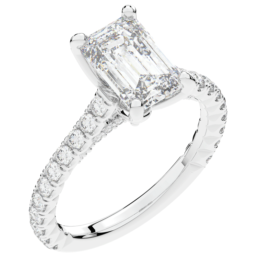 2.70CT.TW EMERALD CUT LAB DIAMOND SOLITAIRE ENGAGEMENT RING - Nazarelle