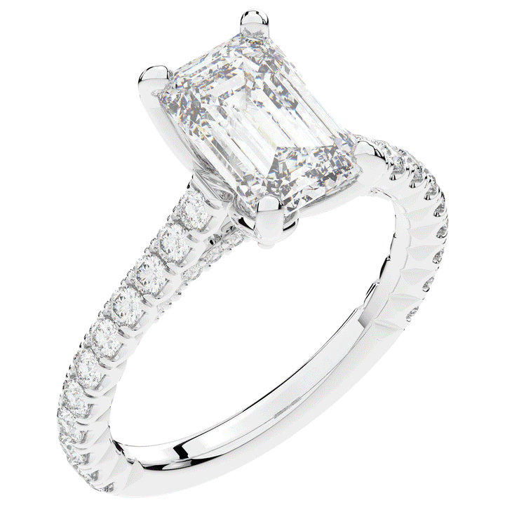 2.70CT.TW EMERALD CUT LAB DIAMOND SOLITAIRE ENGAGEMENT RING - Nazarelle