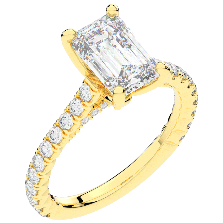 2.70CT.TW EMERALD CUT LAB DIAMOND SOLITAIRE ENGAGEMENT RING - Nazarelle