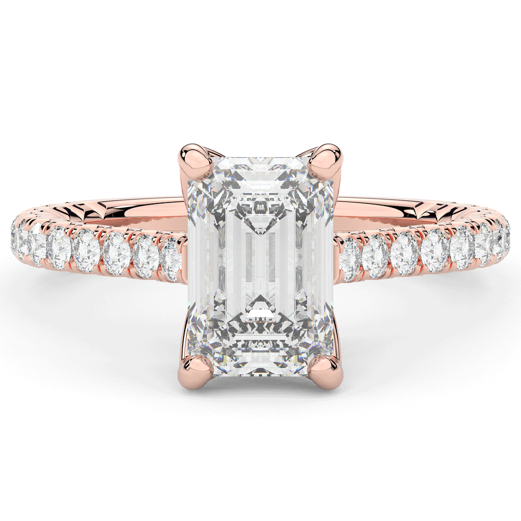 2.70CT.TW EMERALD CUT LAB DIAMOND SOLITAIRE ENGAGEMENT RING - Nazarelle