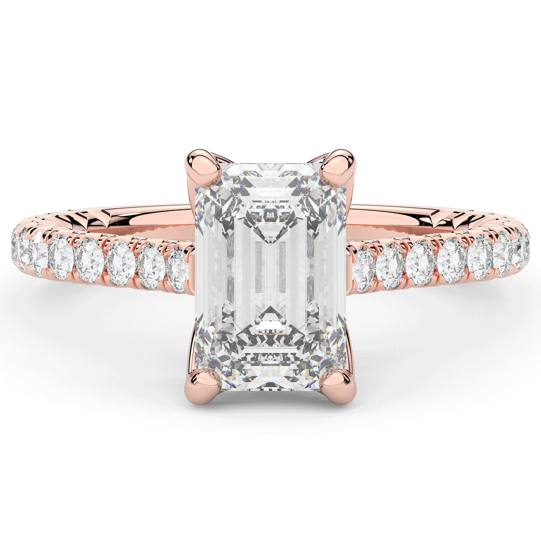 2.70CT.TW EMERALD CUT LAB DIAMOND SOLITAIRE ENGAGEMENT RING - Nazarelle