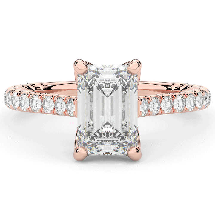 2.70CT.TW EMERALD CUT LAB DIAMOND SOLITAIRE ENGAGEMENT RING - Nazarelle