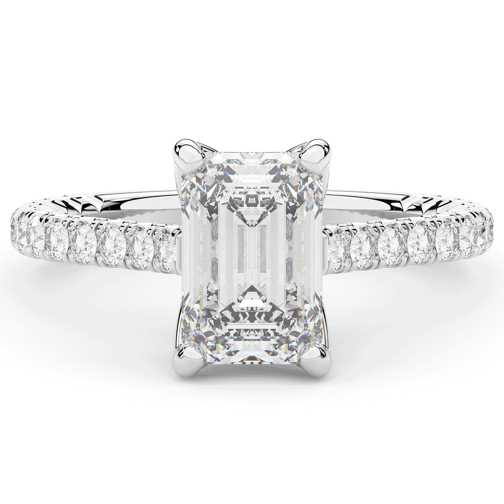 2.70CT.TW EMERALD CUT LAB DIAMOND SOLITAIRE ENGAGEMENT RING - Nazarelle