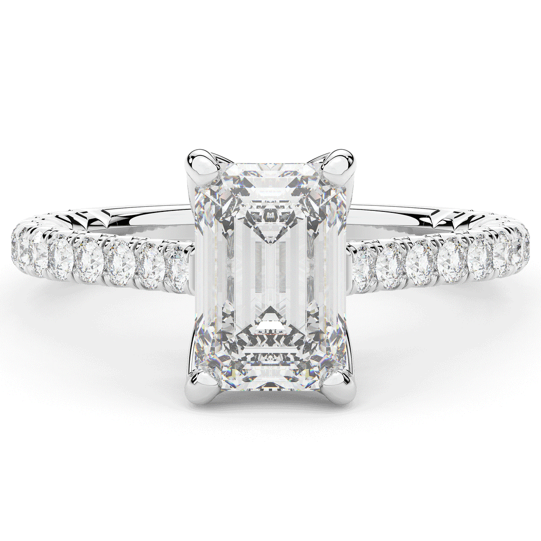2.70CT.TW EMERALD CUT LAB DIAMOND SOLITAIRE ENGAGEMENT RING - Nazarelle