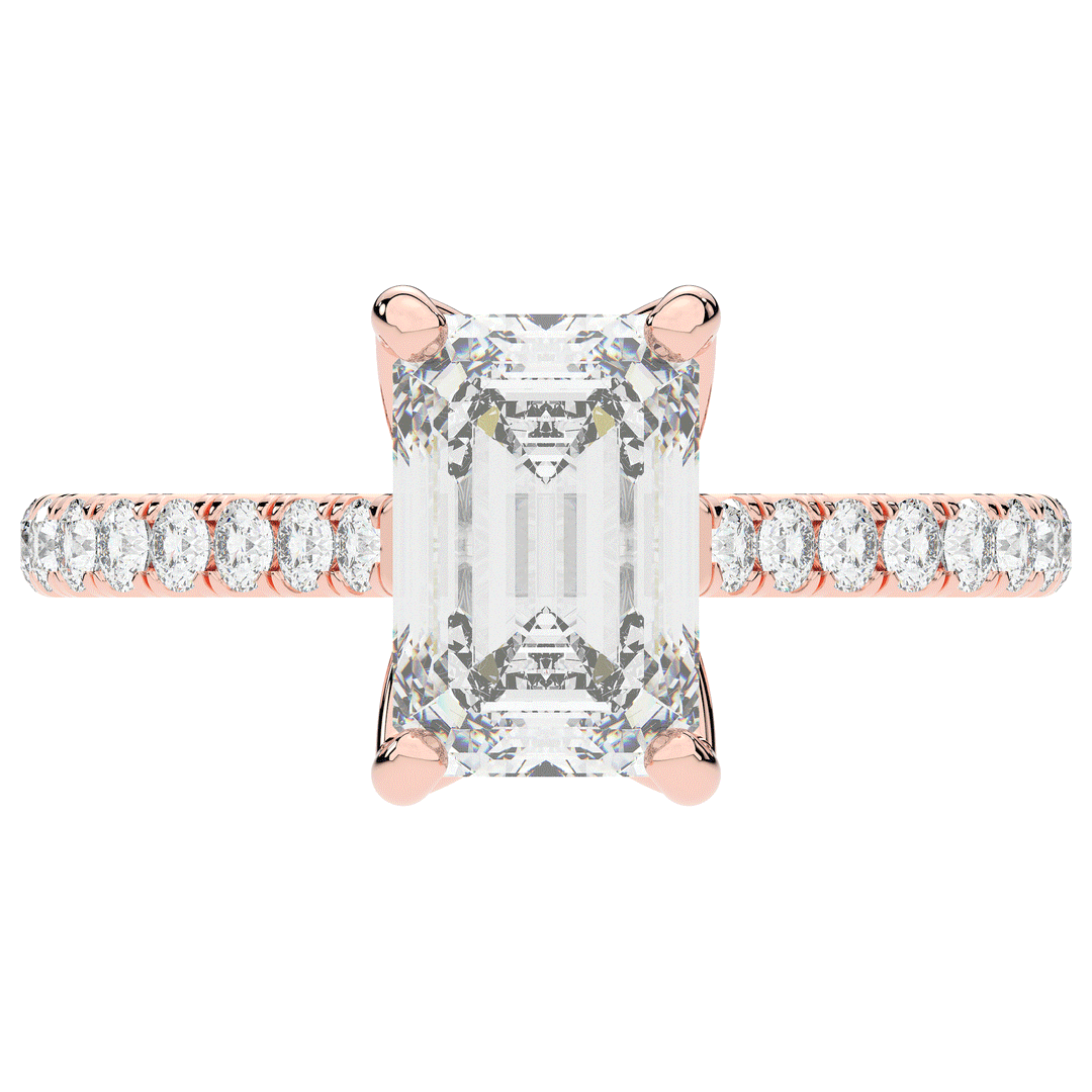 2.70CT.TW EMERALD CUT LAB DIAMOND SOLITAIRE ENGAGEMENT RING - Nazarelle