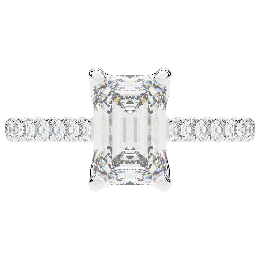 2.70CT.TW EMERALD CUT LAB DIAMOND SOLITAIRE ENGAGEMENT RING - Nazarelle