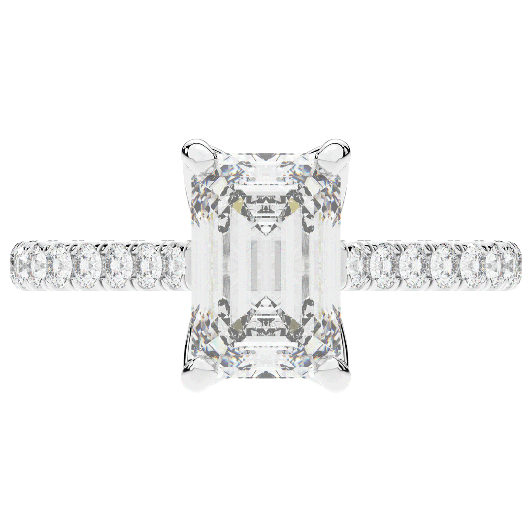 2.70CT.TW EMERALD CUT LAB DIAMOND SOLITAIRE ENGAGEMENT RING - Nazarelle