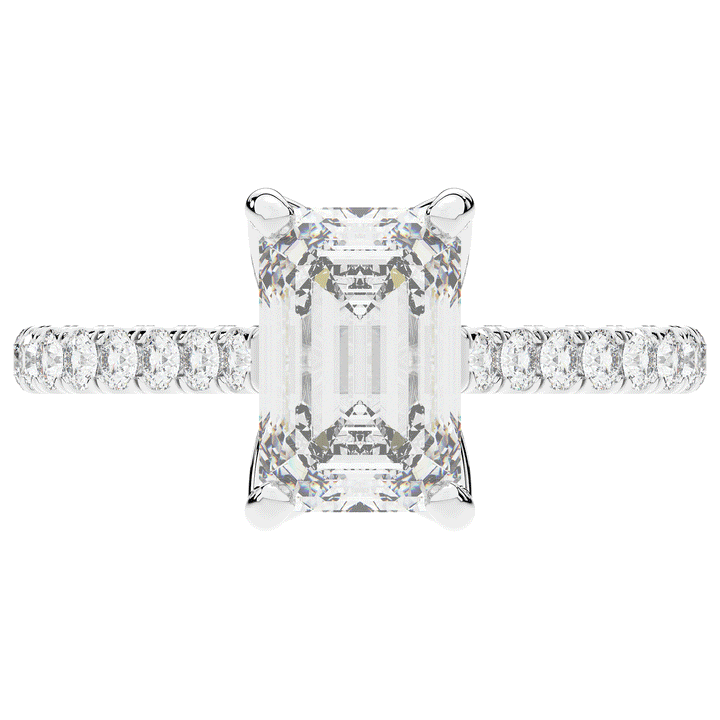 2.70CT.TW EMERALD CUT LAB DIAMOND SOLITAIRE ENGAGEMENT RING - Nazarelle