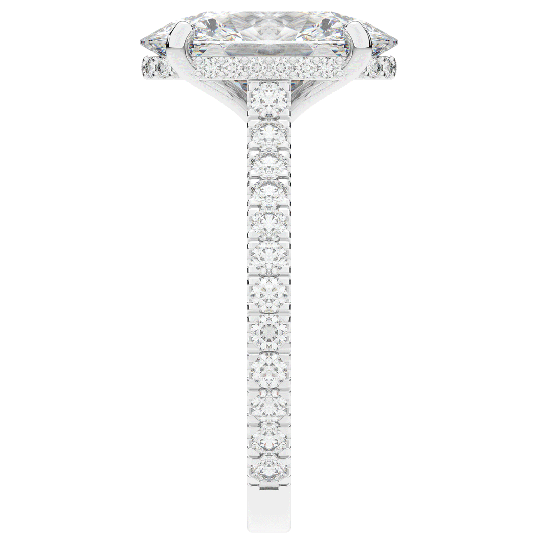 4.70CT.TW OVAL LAB DIAMOND UNDERHALO SOLITAIRE ENGAGEMENT RING - Nazarelle