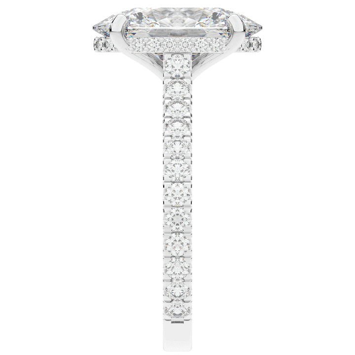 4.70CT.TW OVAL LAB DIAMOND UNDERHALO SOLITAIRE ENGAGEMENT RING - Nazarelle