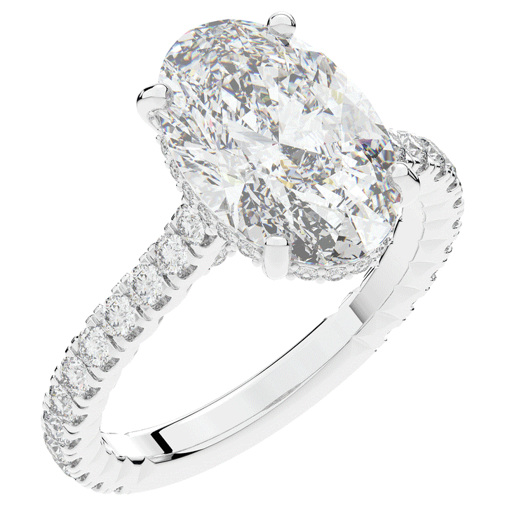 4.70CT.TW OVAL LAB DIAMOND UNDERHALO SOLITAIRE ENGAGEMENT RING - Nazarelle