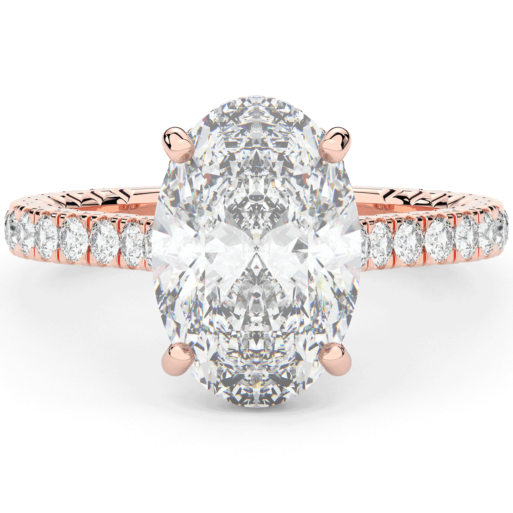4.70CT.TW OVAL LAB DIAMOND UNDERHALO SOLITAIRE ENGAGEMENT RING - Nazarelle